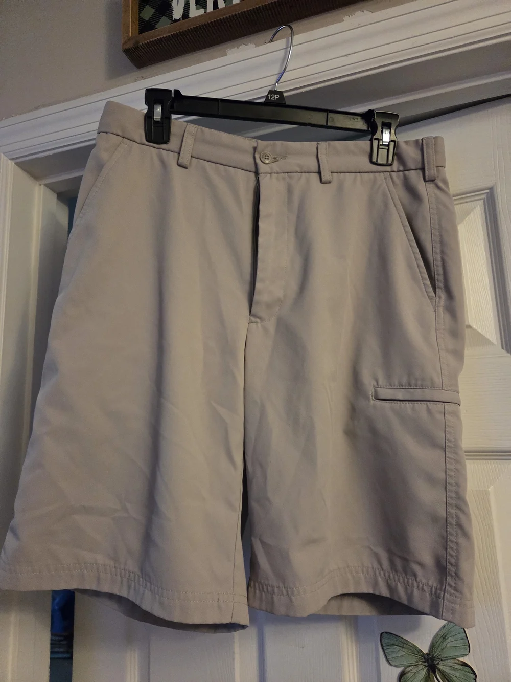 Pebble Beach Light Beige Men's Flat Front Shorts casual size 32 Pockets